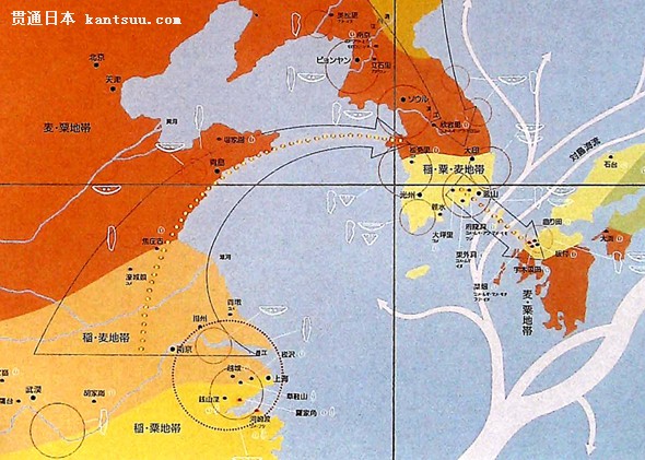 图3.东亚稻作文明传播路线
